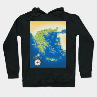 Illustrated Map Of Greece Hoodie